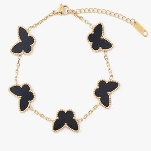 Butterfly Charm Gold And Black Bracelet